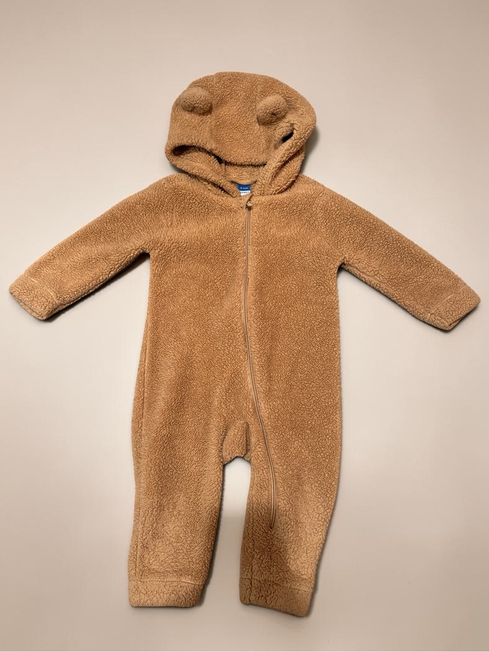 Old Navy Brown Teddy Hooded Footie with Ears